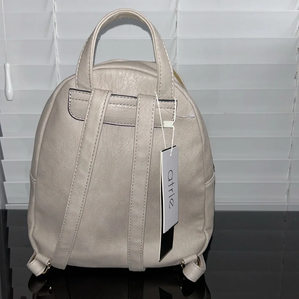 Atrie Vegan Leather Backpack – Taupe – Gold Tone Hardware – NWT